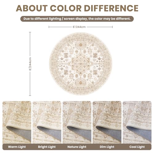 Round Rug 8ft (Cream/Beige / 8' (Round))