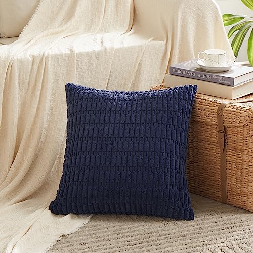 4 Packs Decorative Throw Pillow Covers for Living Room Couch Bed (24" x 24" (Pack of 4) / Navy Blue)