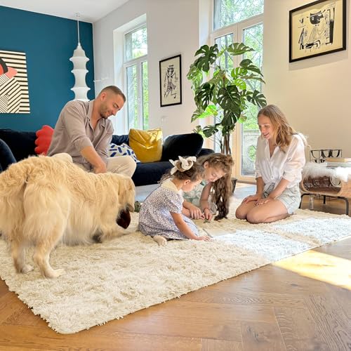 2x3 Machine Washable Small Bedside Rug (2x3 Ft / Cream)