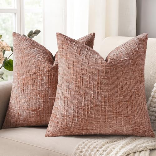 Textured Chenille Throw Pillow Covers 18x18 Set of 2 Pink (Pink / 18" x 18" (Pack of 2))
