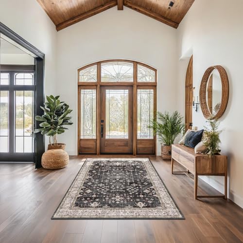 Black Boho Living Room Rug 5x7 (5' x 7' (Rectangular) / Ashen / Multi)