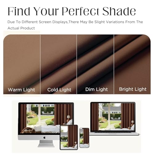Brown Blackout Curtains 72 inch Length 2 Panels Set (Brown / 52"W x 72"L (Pack of 2))