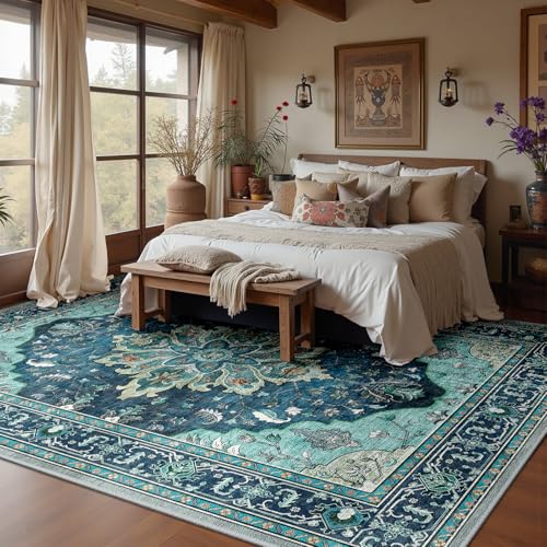 Washable Area Rug (Teal / 10' x 14' (Rectangular))