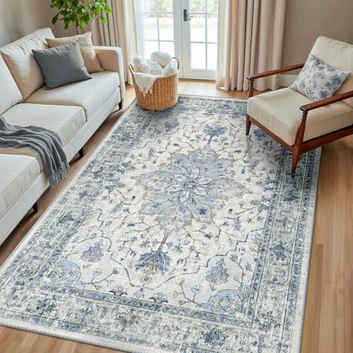 Washable Area Rug (Blue/White/Gray / 6' x 8' (Rectangular))