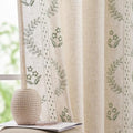 Floral Linen Curtains 90 Inch Farmhouse Back Tab 2 Panels (Sage / 50"W x 90"L (Pack of 2))