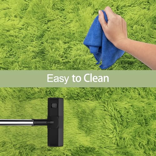 Tie Dyed Runner Rug for Bedroom Green 2x10ft Fluffy Area Rug Bedside Runner Rug for Kids Room Boys Teens Nursery Baby Living Room Dorm Home Decor Carpets (Tie-dyed Green / 2' x 10' (Runner))
