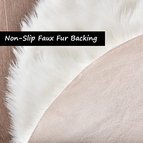 White Fluffy Fur Rug 4x6 Faux Sheepskin Fuzzy Shag White Rug for Bedroom Living Room Plush Washable Area Rug Rectangle (4' x 6' (Rectangular) / White)