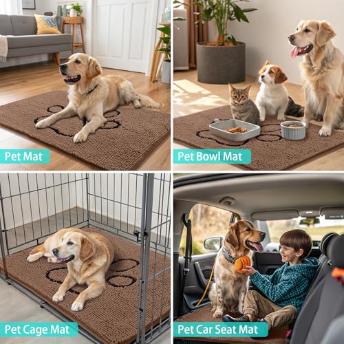 Dog Door Mat for Muddy Paws (59"X24" / Camel and Black)