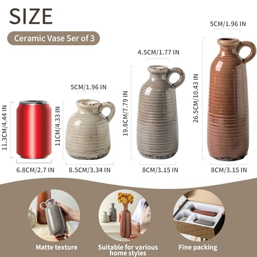 Ceramic Vases Set of 3 (010 - Brown)