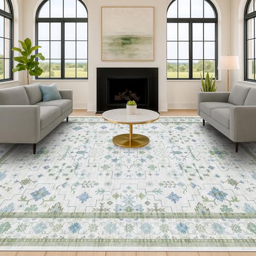 Green Area Rugs 9x12 Living Room (9' x 12' (Rectangular) / Cream Green)