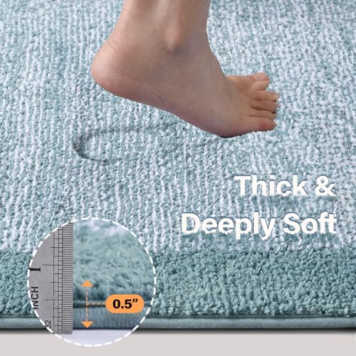 36x24 Bathroom Rugs Non Slip Washable (Dusty Blue / 2' x 3' (Rectangular))