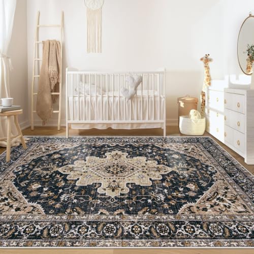 Area Rugs 5x7 Vintage Rug (Beige Black / 5' X 7' (Rectangular))