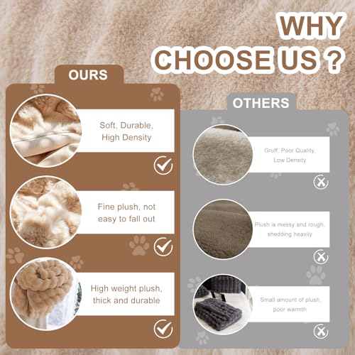 Plush Sofa Slipcovers Washable Couch Cover for Sofa Super Soft Faux Fur Sofa Covers for 3 Couch Cousion Soild Khaki Rabbit Plush Couch Cushion Covers for Kids Pets (71" x 150" / Z-plush:khaki)