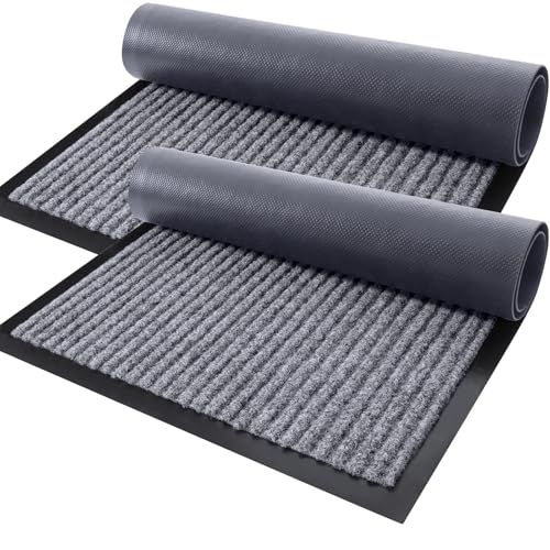 2 Pack Front Door Mats 29.5x17 (Light Gray / 29.5" x 17")