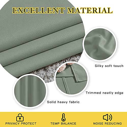 Sage Green Blackout Curtains & Drapes for Bedroom (Sage Green / 37"W x 63"L (Pack of 2))
