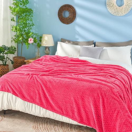 Hot Pink Fleece Throw Blanket for Women (Hot Pink / Throw/Travel-50x60 IN)