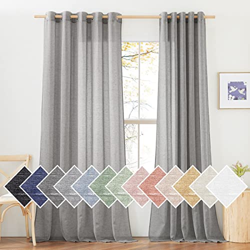 Living Room Sheer Linen Curtains for 84 inch Length 2 Panels Set (70"W x 84"L (Pack of 2) / Charcoal Grey)