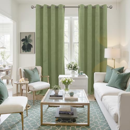 Sage Green Velvet Curtains (Sage Green / 52"W x 84"L (Pack of 2))