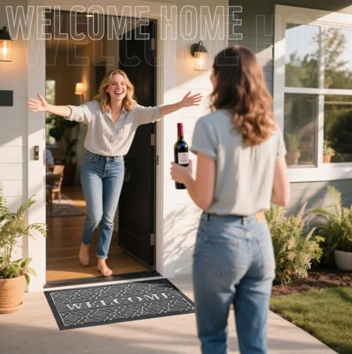 Welcome Door Mat (29.5x17 Inch / Dark Gray)