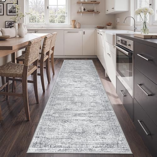 2x8 Runner Rug Non Slip (Grey/Ivory / 2' x 8' (Runner))