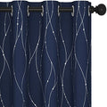 Living Room Curtains 84 Inches Long (Navy Blue/Wave Dots / 52"W x 84"L (Pack of 2))