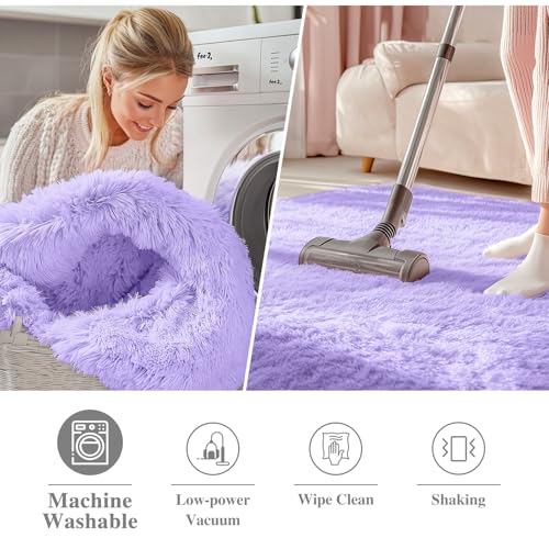 Light Purple Round Rugs for Bedroom (8 Ft Round / Light Purple)