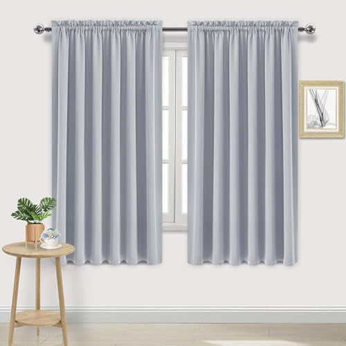 Wide Blackout Curtains for Living Room 70 x 72 Inch Long 2 Panels (Silver Grey / 70"W x 72"L (Pack of 2))