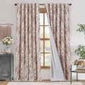 Floral Linen Blackout Curtains for Bedroom 96 Inches Long (Red / 50"W x 96"L (Pack of 2))