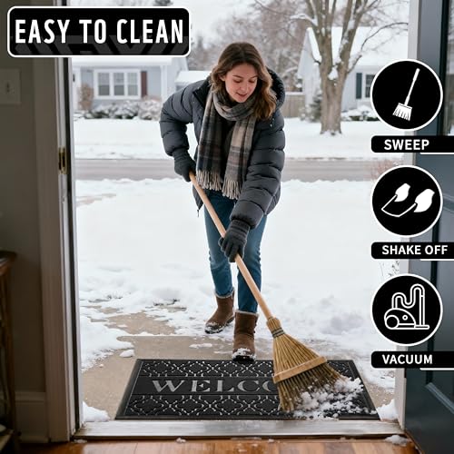 Welcome Mat Outdoor Indoor (60x36 Inch / Black)