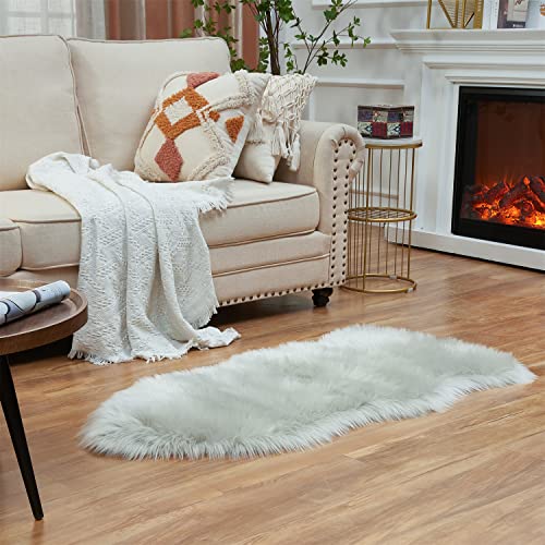 Ultra Soft Fluffy Shaggy Area Rug Faux Fur Rug Chair Cover Seat Pad Fuzzy Area Rug for Bedroom Floor Sofa Living Room (Light Grey / 2' x 4' (Sheepskin))
