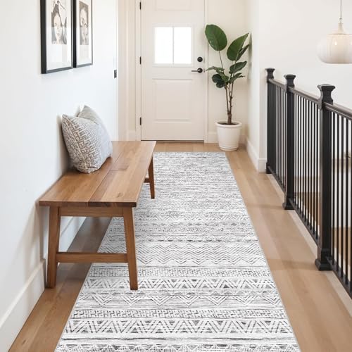 3x10 Runner Rug Washable Moroccan (Grey / 3' x 10')