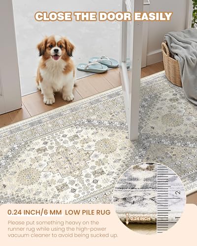 3x5 Washable Area Rug for Entryway Non Slip Kitchen Rugs (Beige / 3' x 5' (Rectangular))