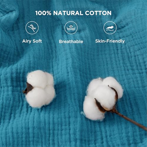 100% Cotton Muslin Blankets for Adults (01 - Teal / King (108" X 90"))
