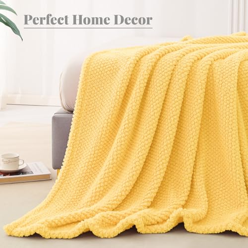 Soft Fleece Twin Size Bed Blanket (Yellow / Twin(60x80 In))