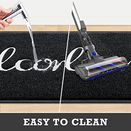 Black Door Mat Welcome Mats Outdoor Indoor Doormat for Entryway Floor Mat (Black Welcome / 2' x 3' (Rectangular))
