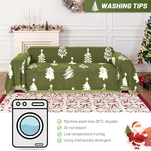 71X134 inches Sofa Christmas Couch Cover (71" x 134" / 6# Christmas Green)