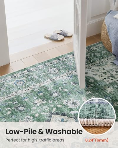 Amada Small 2x4 Washable Area Rug for Entryway (2' x 4' (Runner) / Dark/Green)