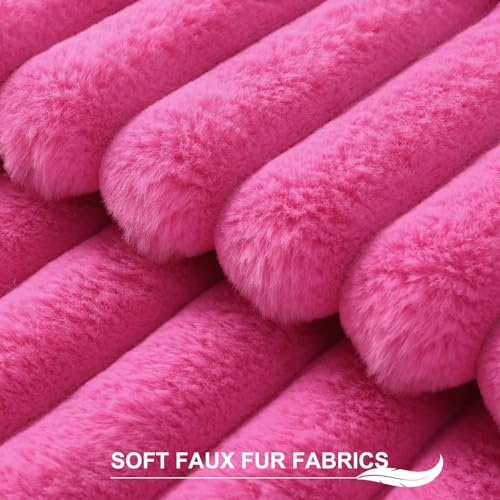Faux Fur Decorative Throw Pillow Covers 26x26 Set of 2 (Hot Pink / 26" x 26" (Pack of 2))