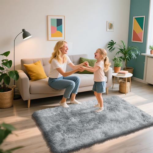 3x5 Area Rug for Bedroom (Mottling Grey / 3' x 5' (Rectangular))