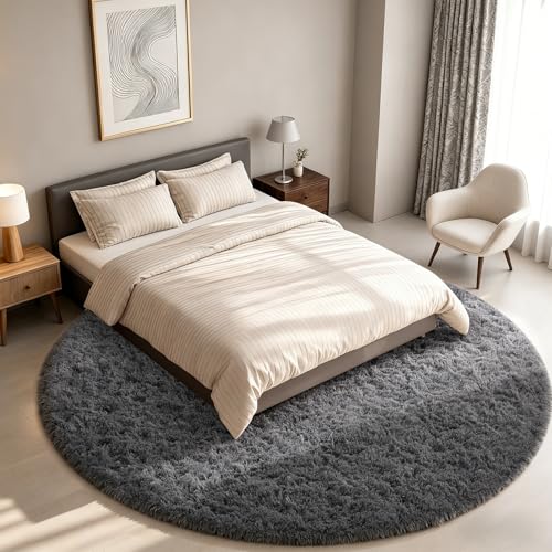 Round Rug 8Ft Grey Circle Area Rugs (1- Grey / 8' (Round))