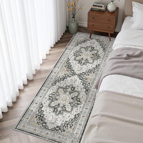 Washable Runner Rug 2x6 Runners for Hallways Non Slip (Black / 2' x 6' (Runner))