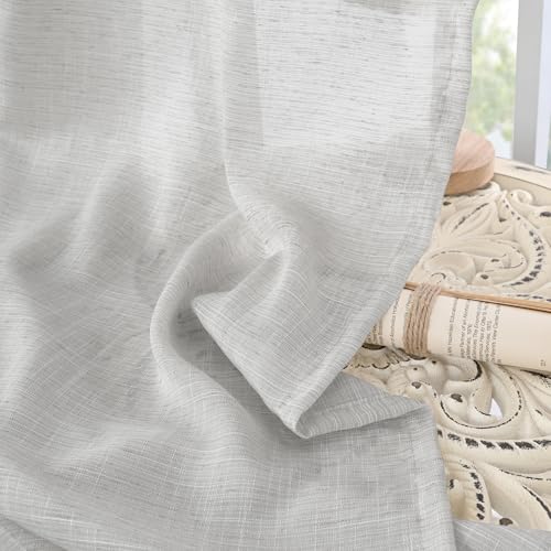 Light Grey Linen Curtains 80 Inch Length for Living Room (Light Grey / 52"W x 80"L (Pack of 2))