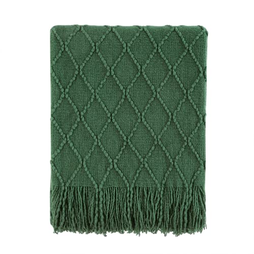 Green Throw Blanket 50x60 Inch Boho Knitted Soft Throw Sofa Blanket (Green / 50"x60")