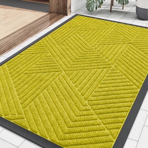 Front Door Mat Outside Entrance (Must- Yellow / 29.5" X 17")