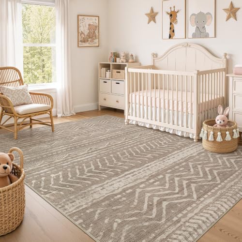 Boho 6x9 Area Rug Living Room Rugs Machine Washable Dark Brown (Dark Brown / 6' X 9' (Rectangular))