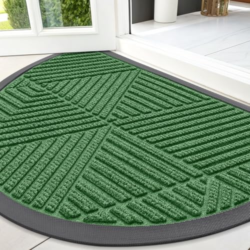 Half Circle Front Door Mat Outside Entrance (Green / 47" X 32")