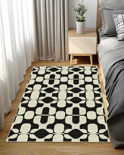 3x5 Washable Rug Modern Carpet for Entryway Bedroom (Black Beige / 3' x 5' (Rectangular))