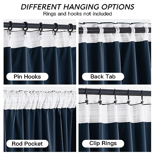 Navy Blue Velvet Blackout Curtains 96 inches for Bedroom (Navy Blue / 52"W x 96"L (Pack of 2))