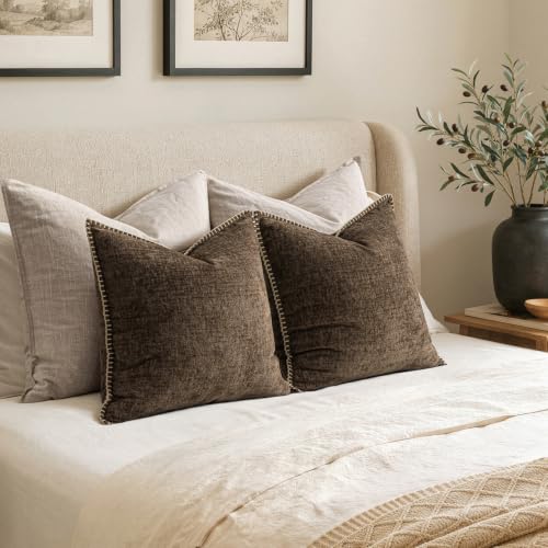 Decorative Couch Throw Pillow Covers 16x16 Inch Brown 2 Pack (Brown / 16" x 16" (Pack of 2))