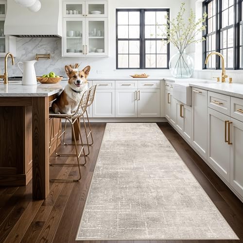 Abstract 3x10 Kitchen Rug Runners (3' x 10' (Rectangular) / Beige/Cream)